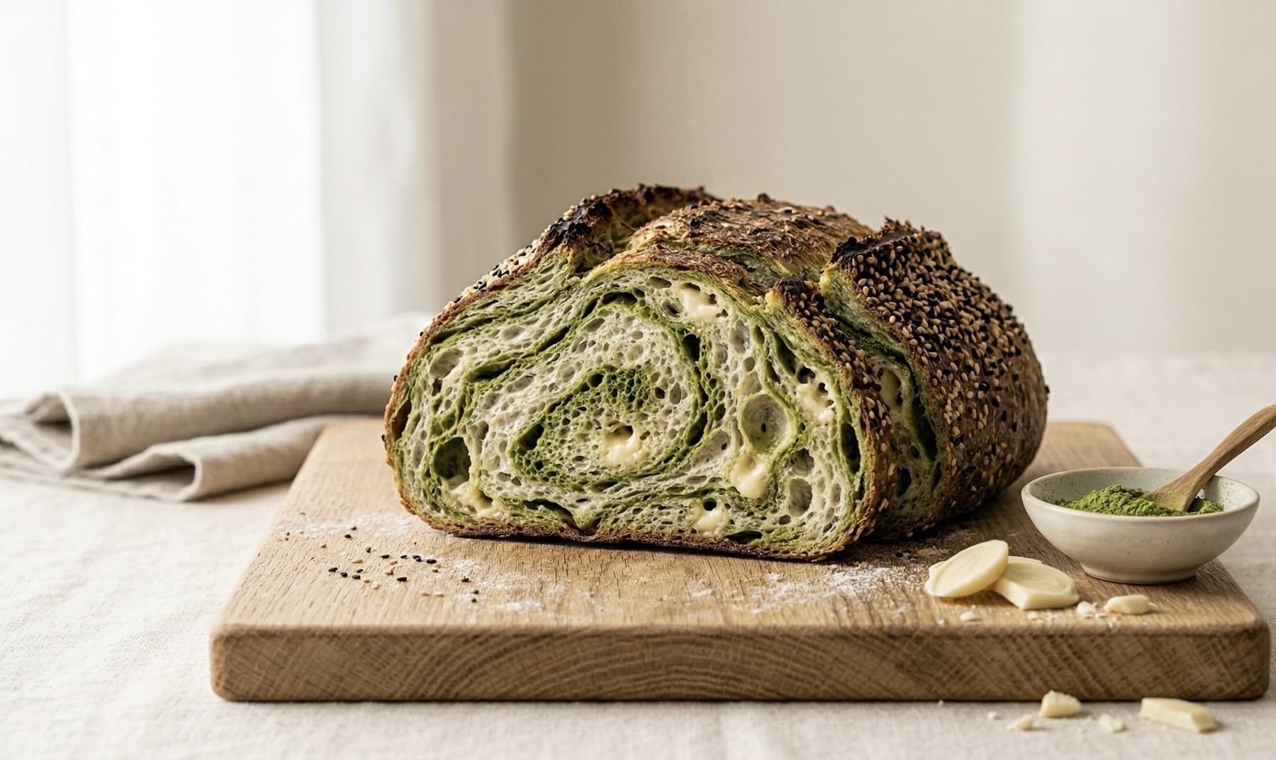 Matcha & White Chocolate Swirl Sourdough